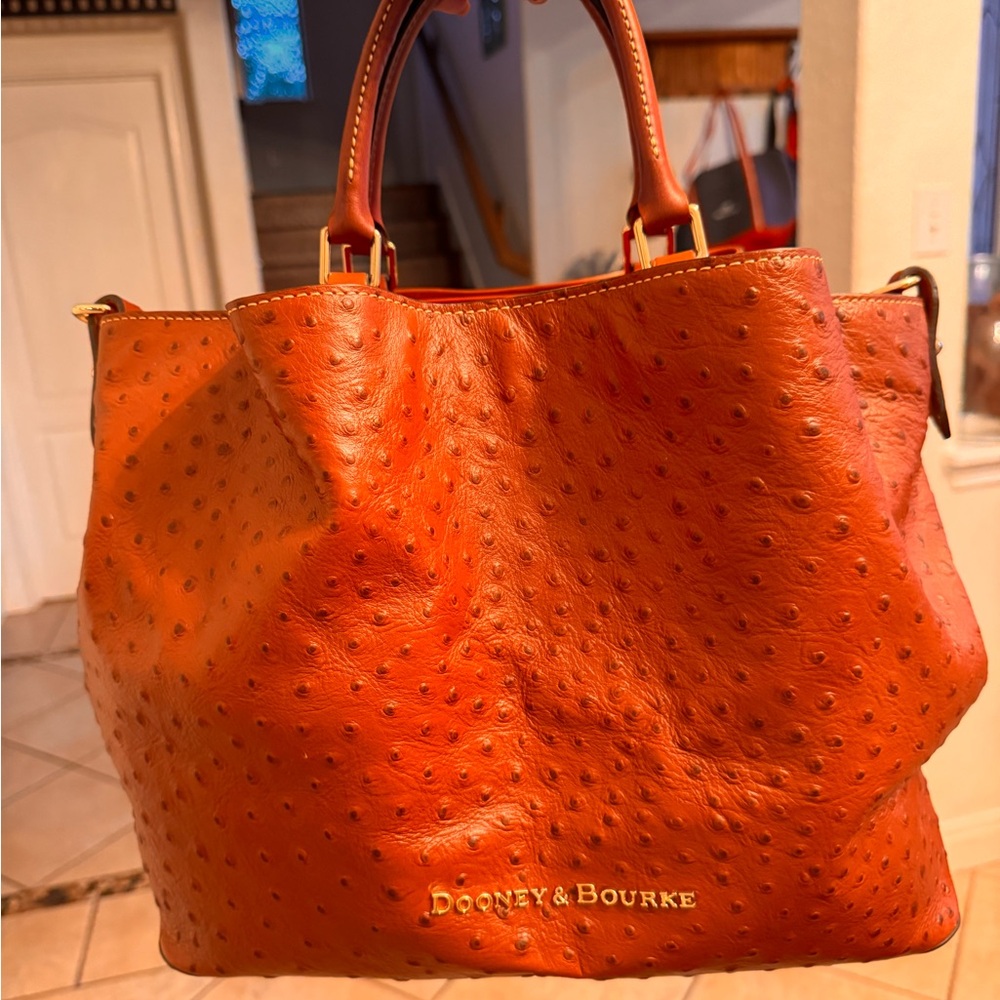 *SOLD* Dooney & Bourke Brown Ostrich Leather Tote